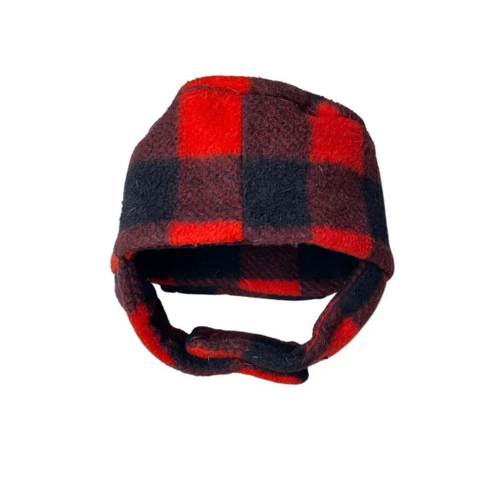 Warm Memories Alaska Buffalo Plaid Trapper Hat Red Black Fleece XS Winter Holida